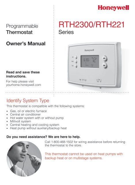 Honeywell Thermostat Instructions Rth221b1021